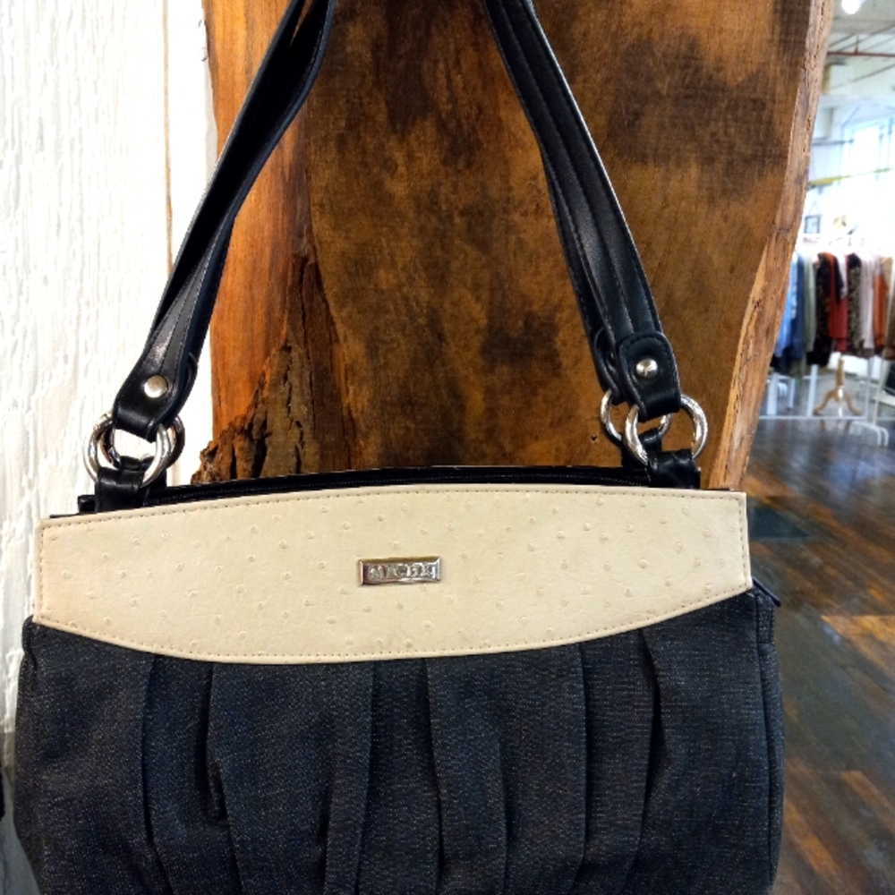 Kali Miche purse denim with faux leather cream